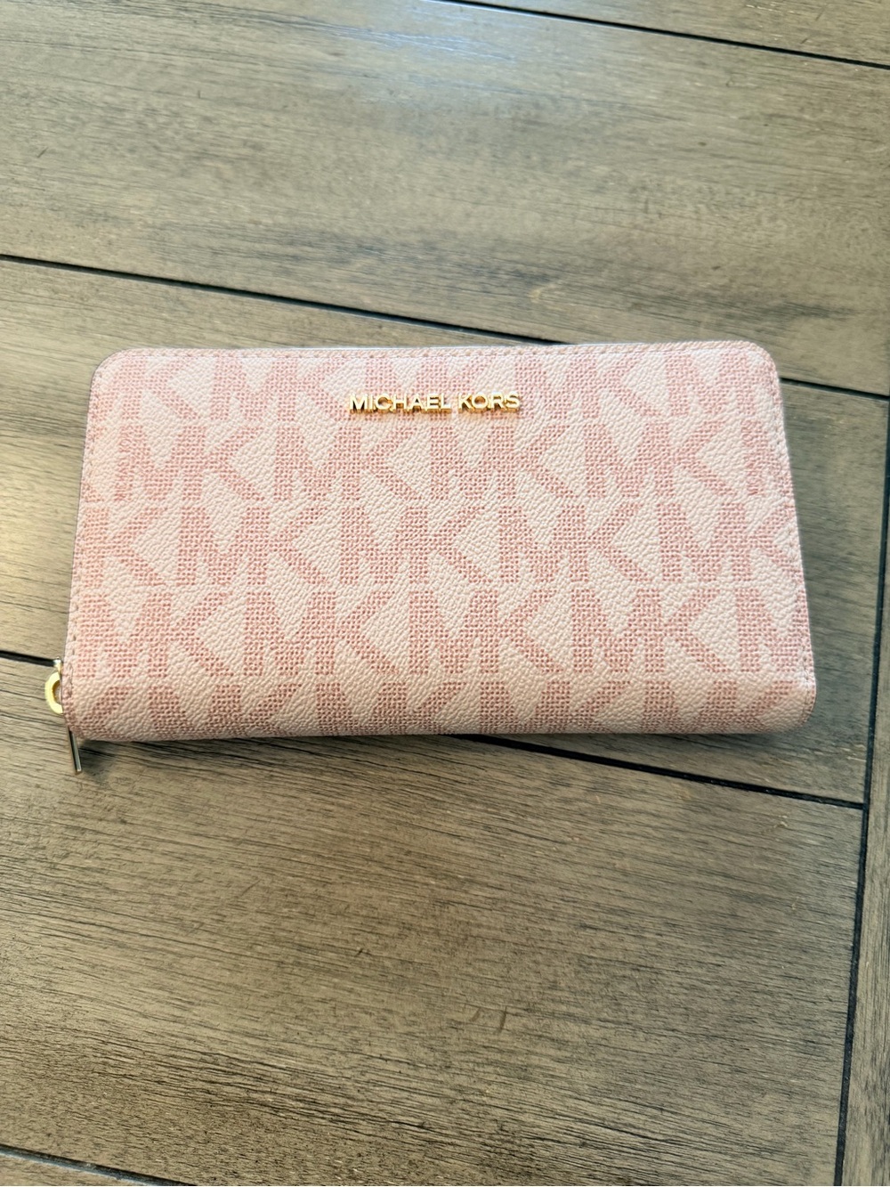 Michael Kors Full Size Pink Monogram Wallet